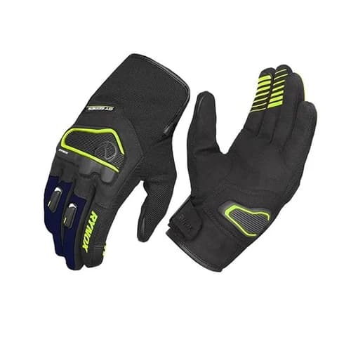 Rynox Helium GT 2 Motorcycle Riding Gloves - Cuff Length | Black & Hi-Viz Green (S)