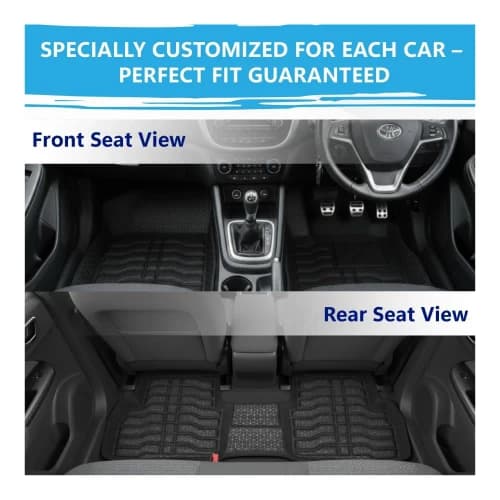 3D Premium TPE Car Floor Mats (2020 Onwards) - Waterproof & Washable | Black
