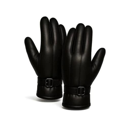 PROBEROS PU Leather Men's Riding Gloves - Winter Fleece Lined | Black