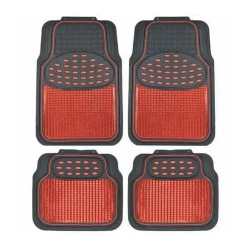 CAR SAAZ Universal Car Rubber Floor Mats with Cleaning Spray (200ml) - 5-Piece Set, Waterproof & Anti-Skid