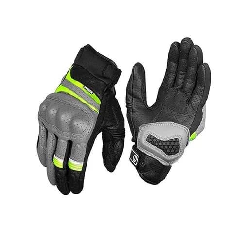Rynox Air GT Leather Riding Gloves - Cuff Length | Grey & Red (2XL)
