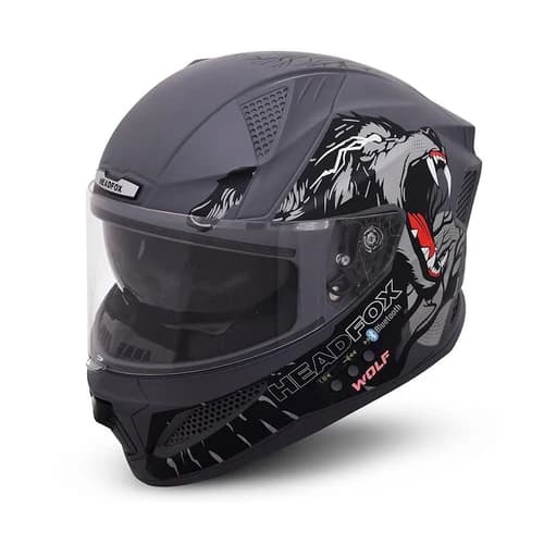 HEADFOX N2F Wolf Full Face Bluetooth Helmet - Waterproof & ISI Certified | Gloss & Matte
