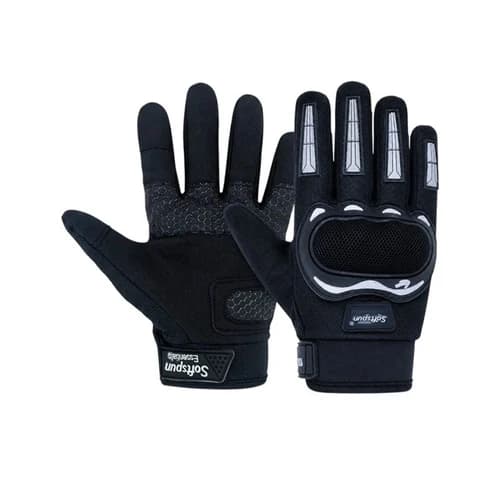 SOFTSPUN Essentials Motorcycle Riding Gloves - Hard Knuckle Protection & Touchscreen | (M)