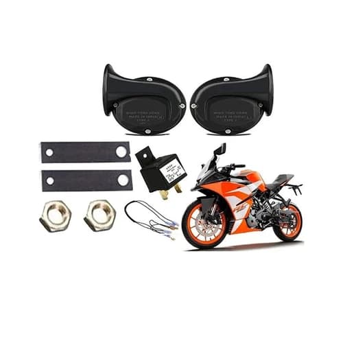 ATIF Black Windtone Horn with Relay for KTM 200 & 250 - Pack of 2